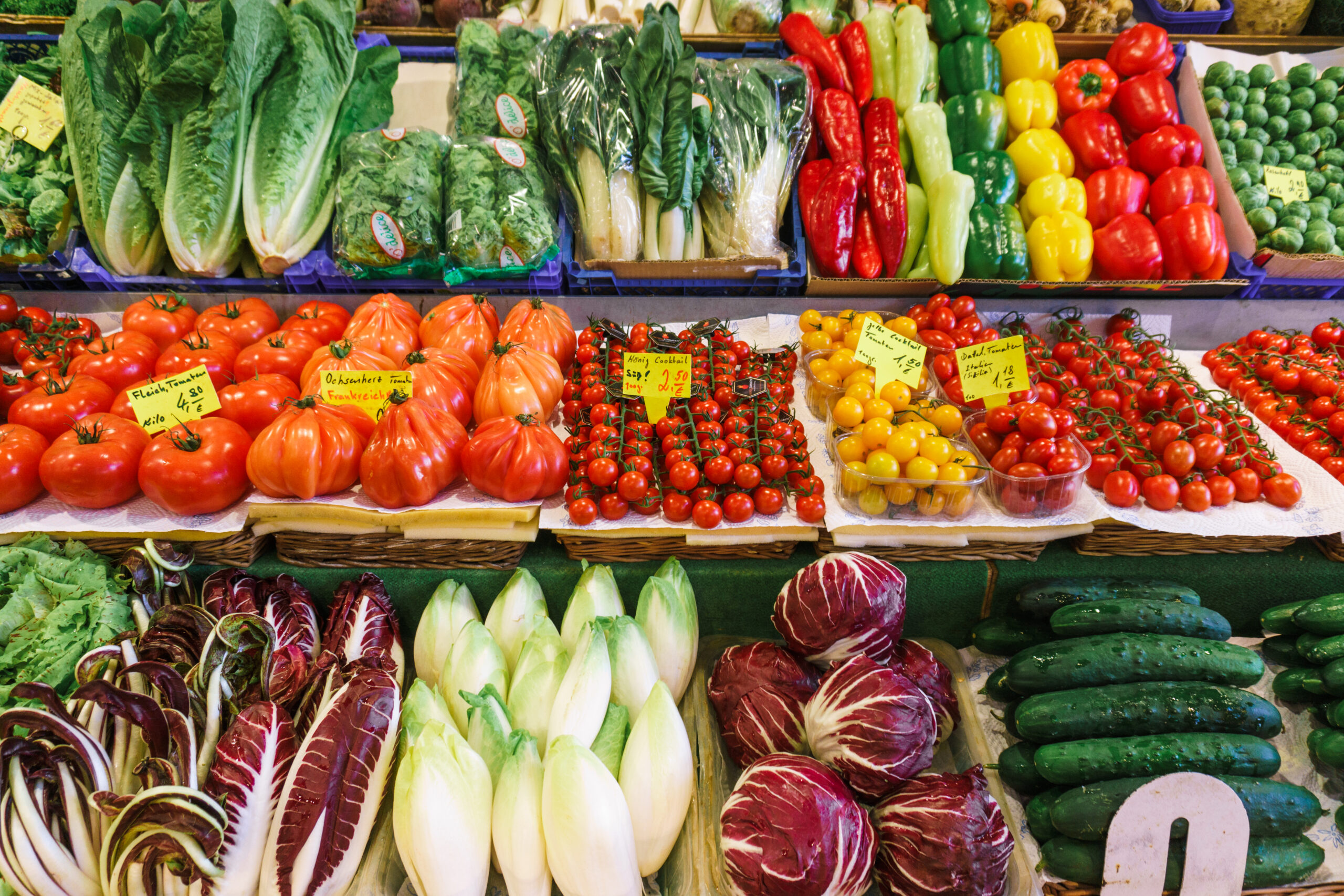 Frutas e vegetais no mercado
